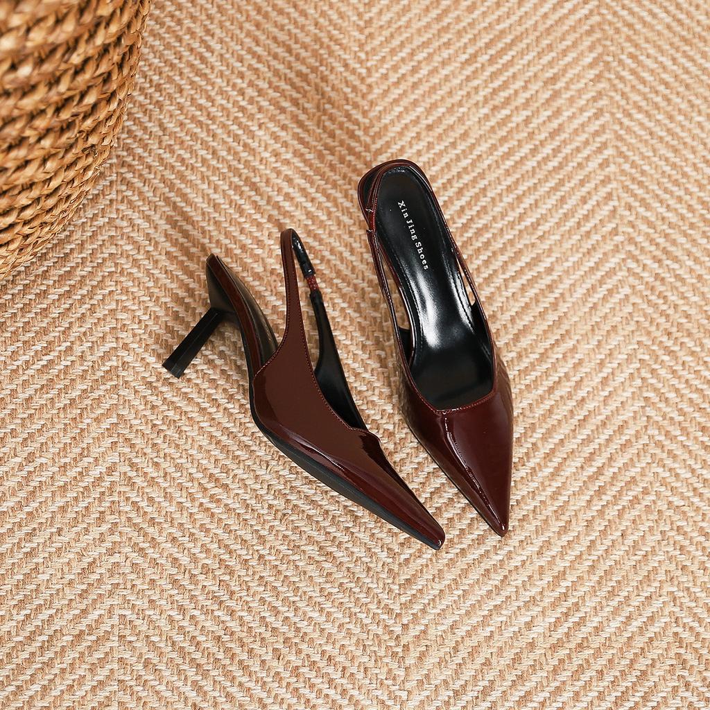9733-1 Backspace Commuter Single Shoes Pointed High Heels Simple Shallow Mouth Bag Head Strap Sexy Stiletto Single Shoes Women's Shoes