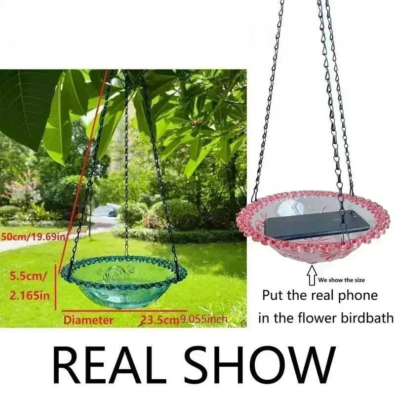 Noua pasăre floare în formă de hrănitoare agățată pentru păsări, baie pentru păsări, pentru grădină, curte, consumabile agricole, hrănitoare pentru colibri, baie pentru păsări, baie pentru păsări