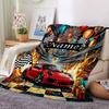 Racing Celebration A Vibrant Sports Car Festival Cozy Blanket Customize Text Ultrasoft Versatile For Sofa Couch Office Bed Picnics Four Seasons