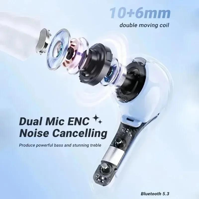 Original new T8 tws Wireless Bluetooth Headset Transparent ENC Power Digital Display Stereo Sound Earphones for all smartphone