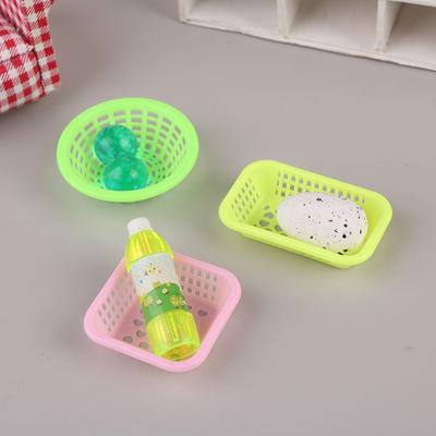 10 unidades 1:12 Cesta de armazenamento em miniatura para casa de bonecas Lavar vegetais Frutas Cestas de alimentos Decoração de cozinha Brinquedo Casa de boneca Acessórios