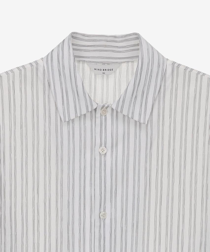 MINDBRIDGE [Couture] Crinkle Stripe Semi-Overfit Short Sleeve Shirt Myws3174