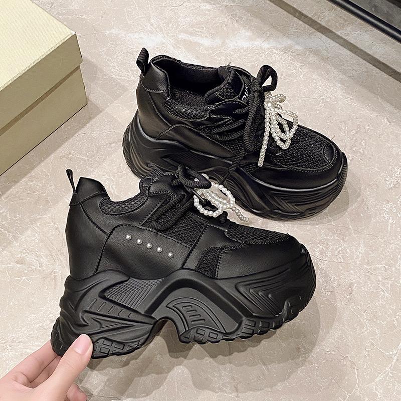 Fashion Women High Platform non-slip Sneakers Summer vulcanized Shoes 10CM Thick Sole Mesh Casual Shoes Chunky Dad Sport Sneakers