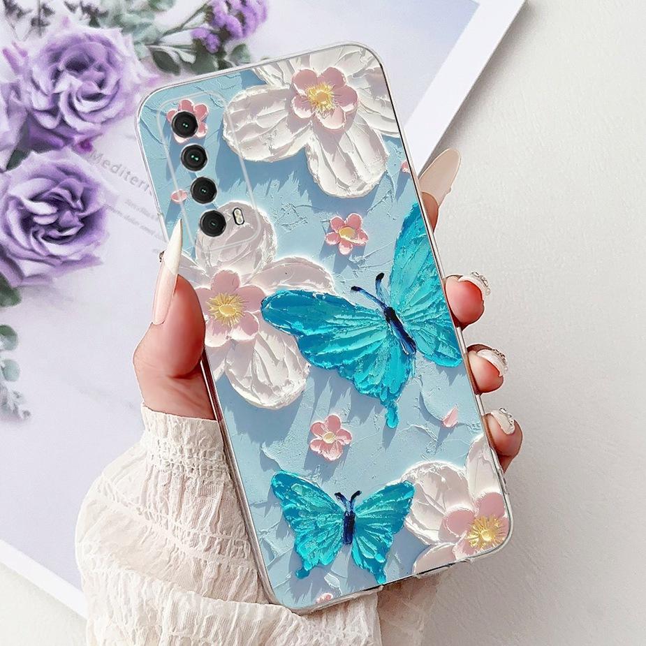 For Huawei Y7a Case PSmart 2021 Cute Cat Fashion Painted Cover Soft Slim Phone Case For Huawei P Smart 2021 Y 7a HuaweiY7a Shell