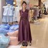 2026 Summer Women's Sleeveless Solid Color Waist-Cinched Slimming Shirt Dress with Belt - Age-Reducing Long Skirt
