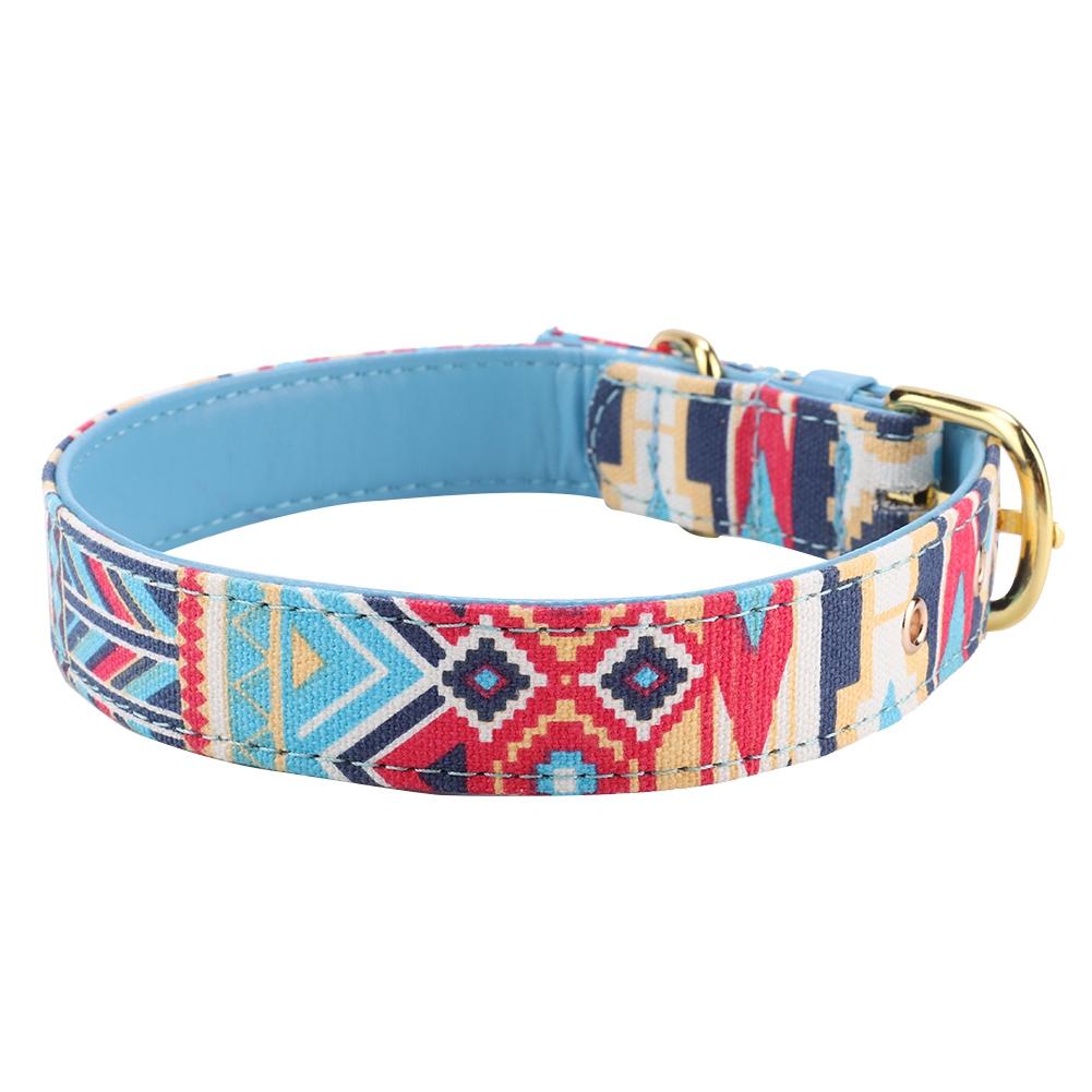 Soft Printing Pet Dog Cat Collar Strap Band Buckle Dog Training Collar (Blue S) S