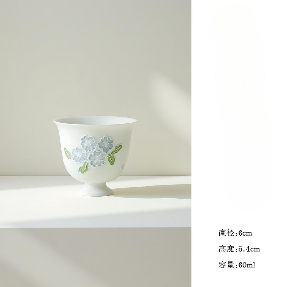

2pc/lot Hand-painted Small Blue Flower Teacup Japanese Tea Bowl Mug Tea-tasting Personal Cup Jianzhan Master Cups For Tea 60ml As Your Choose