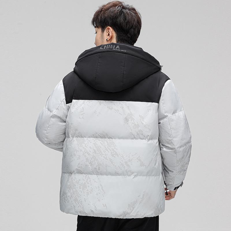 Куртка с капюшоном мужская утолщенная молодежная камуфляжная короткая куртка-пуховик — фото 3