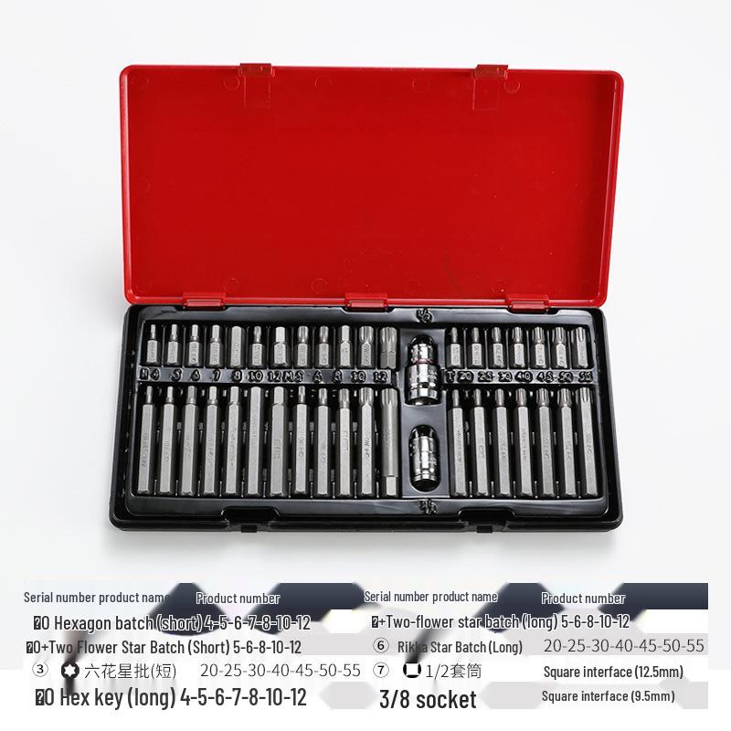 40-Piece Hex & Star Bit Ratchet Socket Set for Car Repair - Includes Electric Screwdriver & Spline Tools