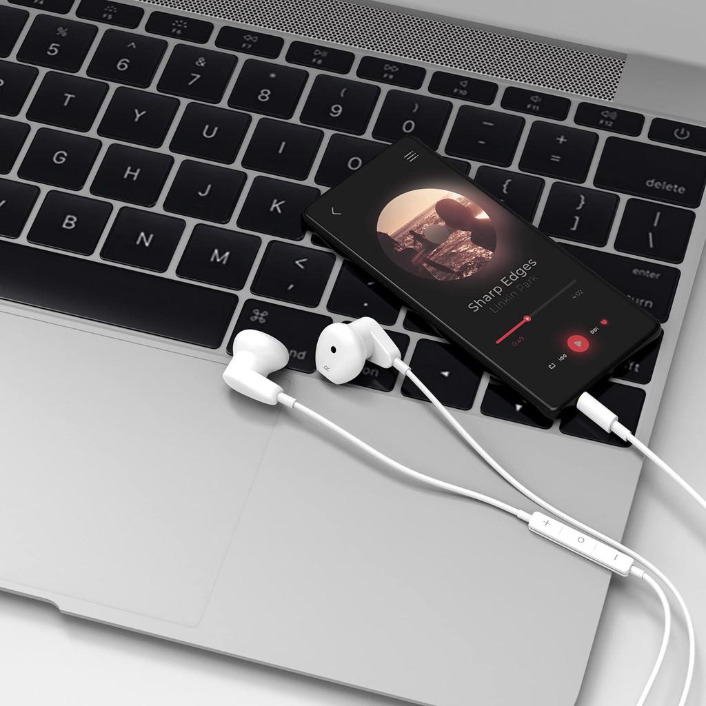 Wired Earphones with Volume Noise Compatible with iPhone OPPO Reno9 AQUOS sense Wish Xiaomi Android Web and White Microphone, 3.5mm Jack, In-Ear