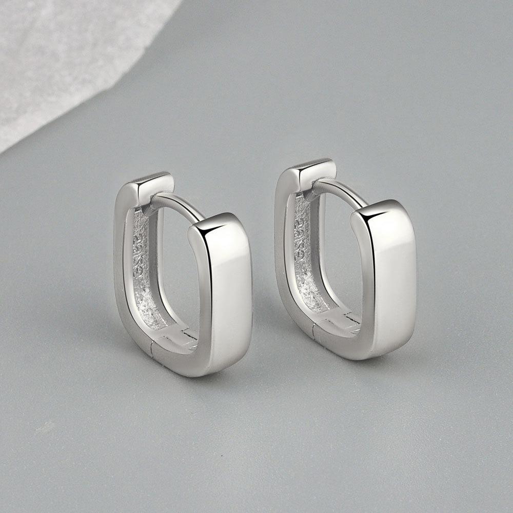 Minimalist Gold Rectangular Metal Hoop Earrings For Women Unique Niche Design Elegant K Gold Ear Studs Jewelry