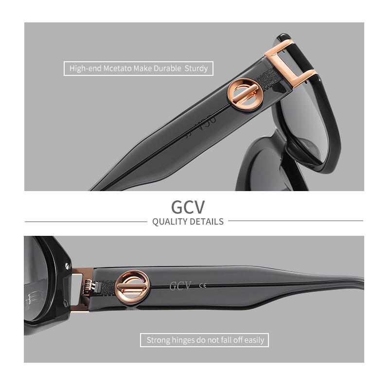 GCV Brand Fashion Avant-garde Acetate Appearance Patent Design Women's GM Cat Eye Sunglasses Polarized Light And UV Protection