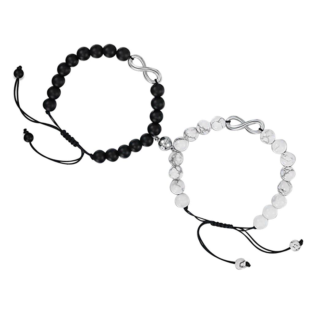 2 Stück Partnerarmband-Set Modisches Türkis Modisches Elegantes Magnetisches Perlenarmband für Dates