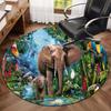 1Pc Elephant Circular Print Rug - home decoration Carpet For Living Room Bedroom Flooring Computer Chair Area Rug