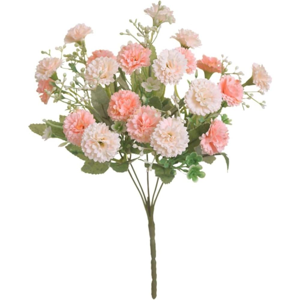20-Branch Simulated Carnations Artificial Flowers Tassels Silk Plastic Realistic Carnation for Bouquet Home Decor