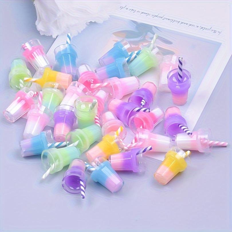 [Pastel Resin Pendant] 30pcs Resin Beverage Pendant | Various colored, striped, and solid design DIY jewelry for jewelry making,
