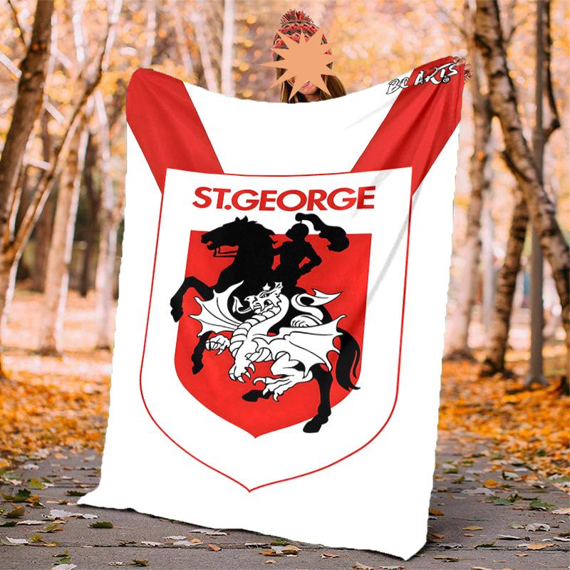 St George Illawarra Flannel Blanket Soft Warm All-Season Throw, Design for Camping, Car Travel, Hiking Sofa, Bed, Office Perfect Gift for Parties