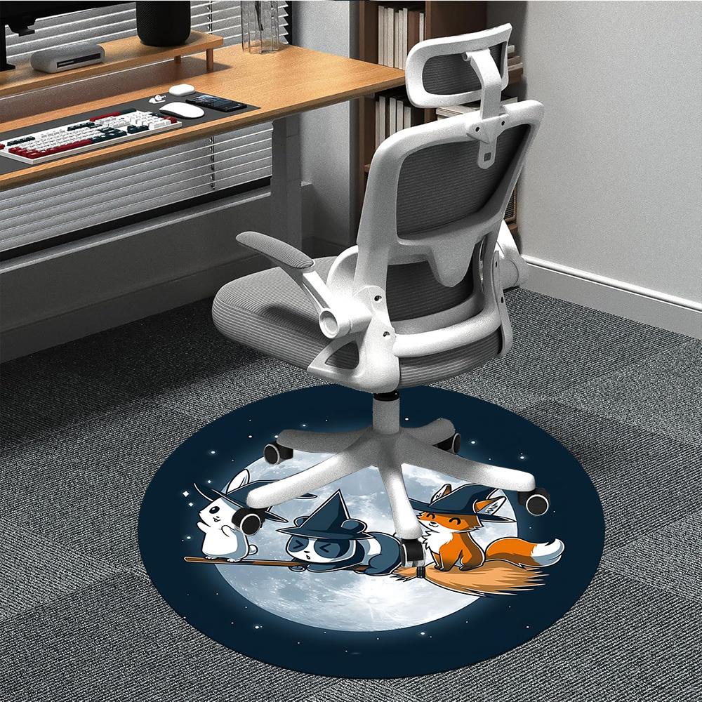 

1pc Halloween Night Office Round Area Rug, Indoor Mat Suitable For Office, Under Office Chairs Bedroom Living Room Home Decor, Room Deco 80cm
