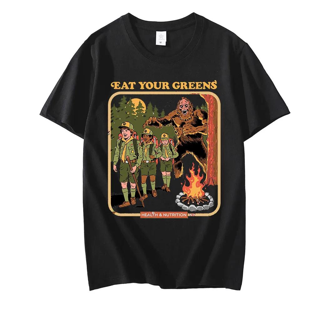 Eat Your Greens Unisex Black Tshirt Men 90s Vintage T Shirt Oversized Graphic T Shirts  Cotton T-shirt Man Woman Tees Tops