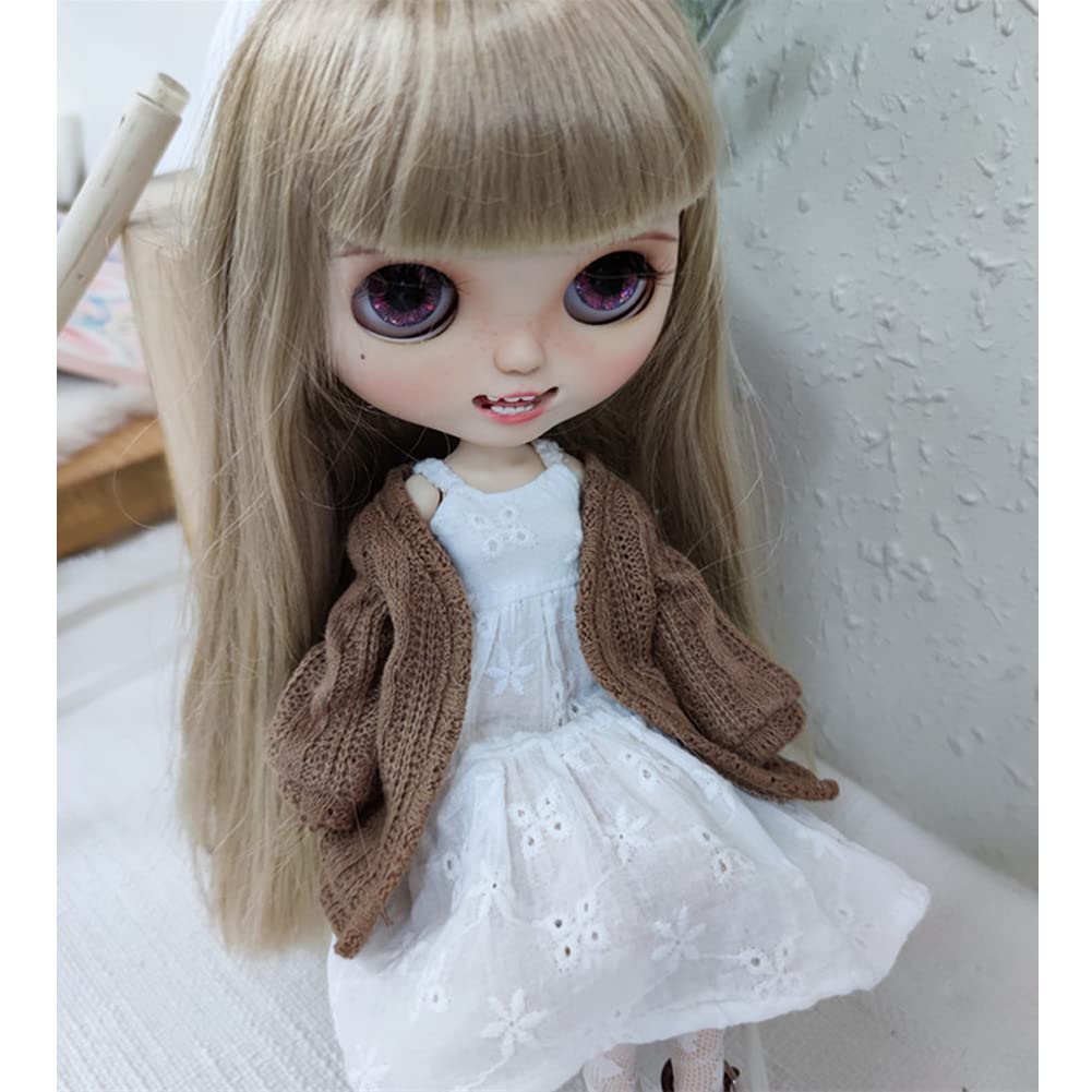 Rakulifey Costum Blythe Ținută Rochie Jumper Fustă Haine Păpușă Blythe Obitsu 24 Universal 2 Culori (alb)