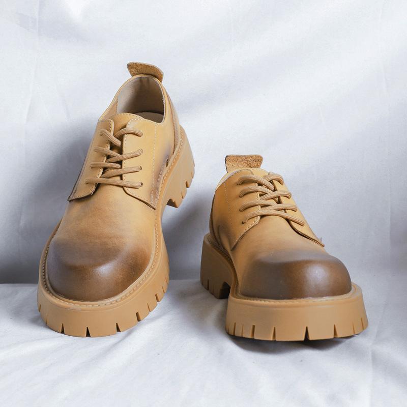 Casual Leather Shoes Men'S  Martin Boots Low-Top British Retro Big Head Leather Shoes Men'S Formal Leather Shoes 2135-R