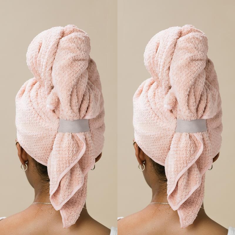 Chu Hui Pink Quick-Dry Super Absorbent Hair Towel for Women with Long Hair