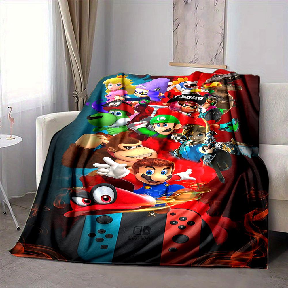 

1pc Nintendo Switch Characters Soft & Warm Flannel Blanket, Multi-Purpose Throw Blanket for Couch, Sofa, Office, Bed, Camping, Travel 80x120cm