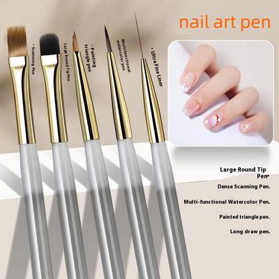 1/5/6Pcs Nail Art Brush Checker Nail Drawing Painting Line Brush Nail Art Tool Acrylic Painting Brushes Diy Design Manicure Tool