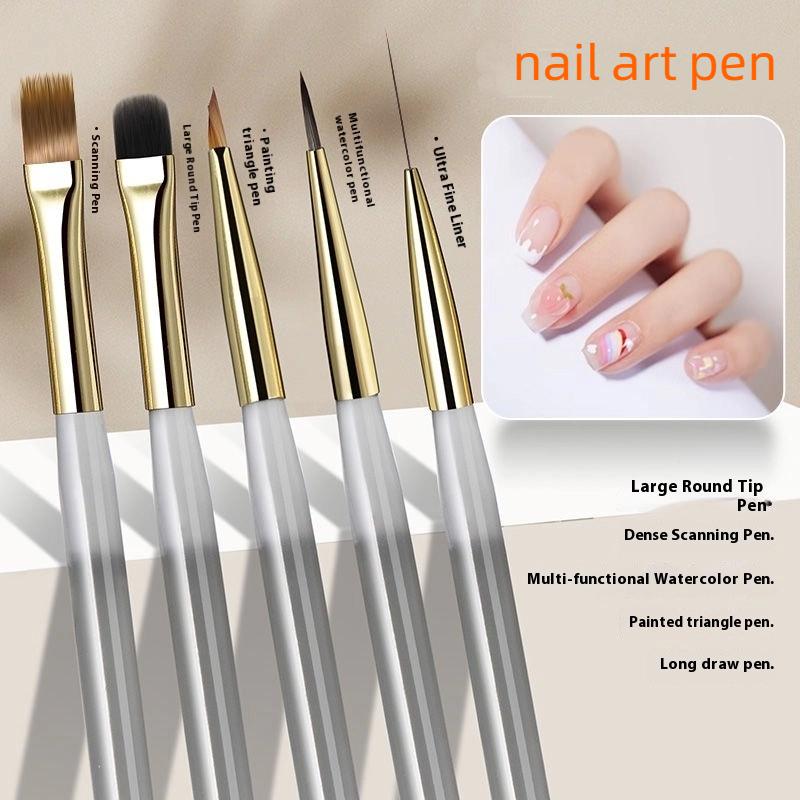 1/5/6Pcs Nail Art Brush Checker Nail Drawing Painting Line Brush Nail Art Tool Acrylic Painting Brushes DIY Design Manicure Tool