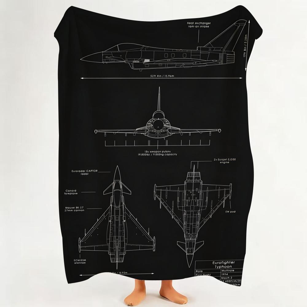 

Design A Aircraft d design l line Throw Flannel Throw Blanket Suitable for Sofa Living Room Bedroom 75cmx90cm