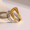 Yori Stainless Steel Natural Stone Turquoise Hyperbolic Ring Women Bohemian Golden Personality Waterproof Jewelry