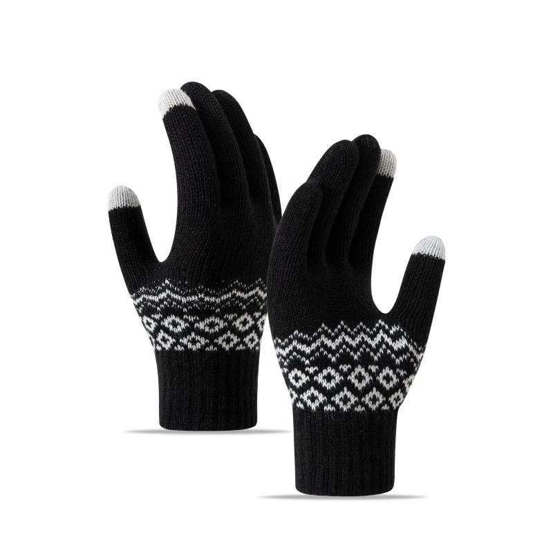 Winter TouchScreen Gloves Women Men Warm Stretch Knit Mittens Imitation Wool Full Finger Guantes Female Crochet Luvas Thicken
