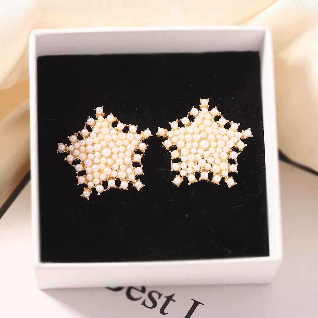 Colorful Zircon & Seed Bead Star Stud Earrings: Unique Cross-Border Christmas Design