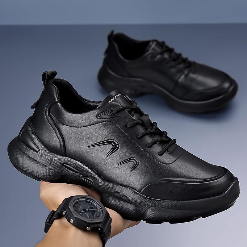 Spring New Shoes for Men Genuine Leather Casual Platform Shoes Leisure Sport Shoes Lightweight Lace-up Sneaker