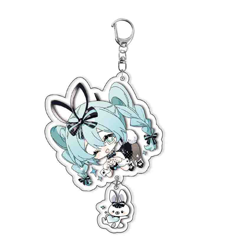 Miku Hatsune Princess Acrylic Keychain Virtual Idol Merchandise Ready Stock Pendant Layered Design Anime Figure Collectible 55mm