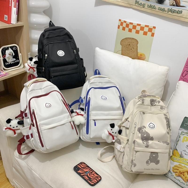 Schoolbag student schoolbag smiley face printing contrasting color large-capacity backpack Korean version Chinese college students commuting 
