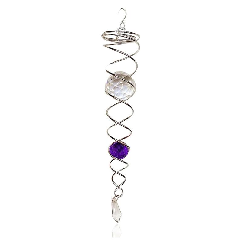 AEE4-Gazing Ball Spiral Tail Wind Spinner Stabilizer, Decorative Spiral, Spiral Wind Spinner, Garden Decoration фиолетовый