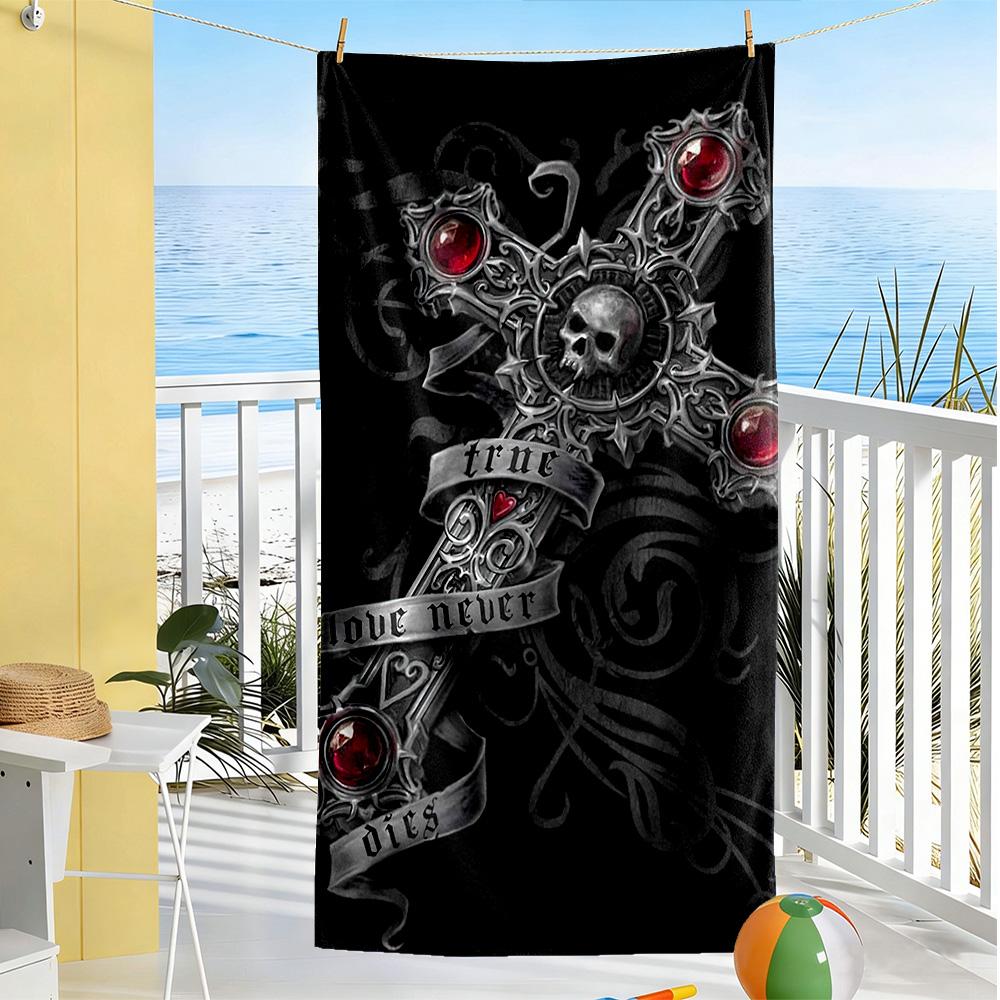 Gothic Style Beach Towel Soft Durable Quick-Dry Comfortable Lightweight Portable for Swimming,Beach,Camping, Travel, Beach Accessories,Gym