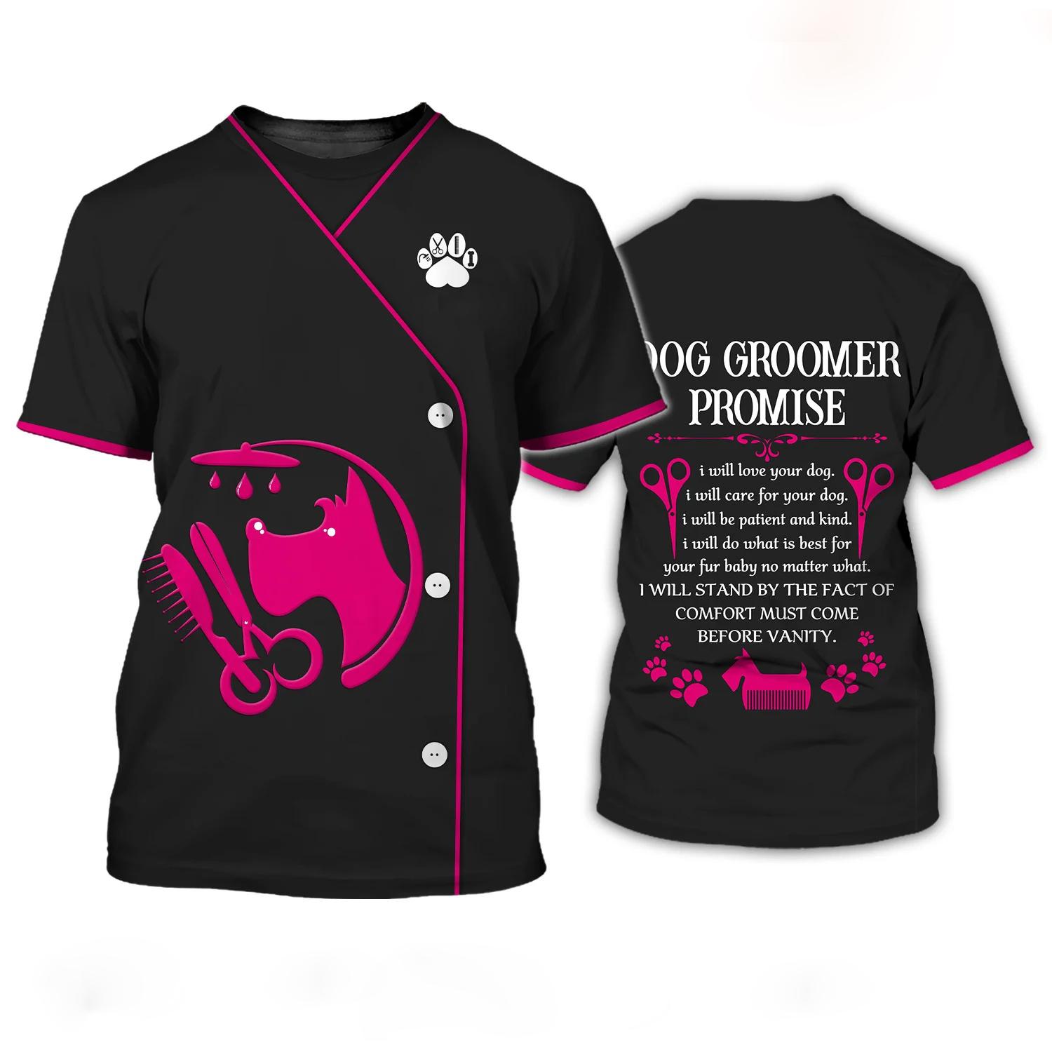 Pet Groomer T-Shirts Hunde- und Katzenpflege 3D-Druck Streetwear Herren Damen Mode Übergroßes T-Shirt Cosplay Tees Tops Uniform Kleidung S