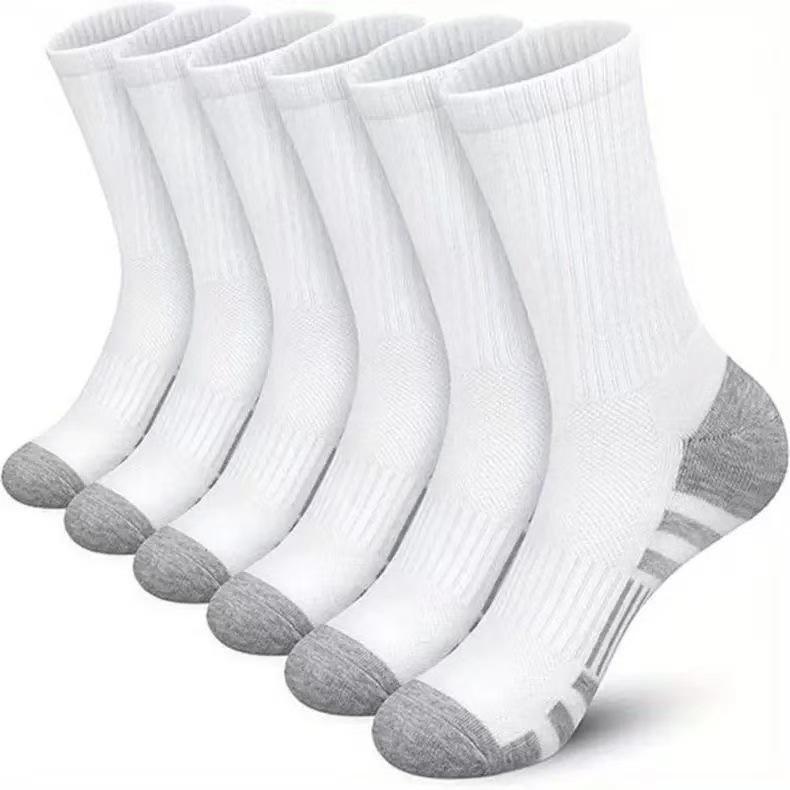 5/10 Pairs Large Sized Men's Socks Mid Calf Solid Colour Breathable Sweat Wicking Sports Socks Basketball Socks Comfortable