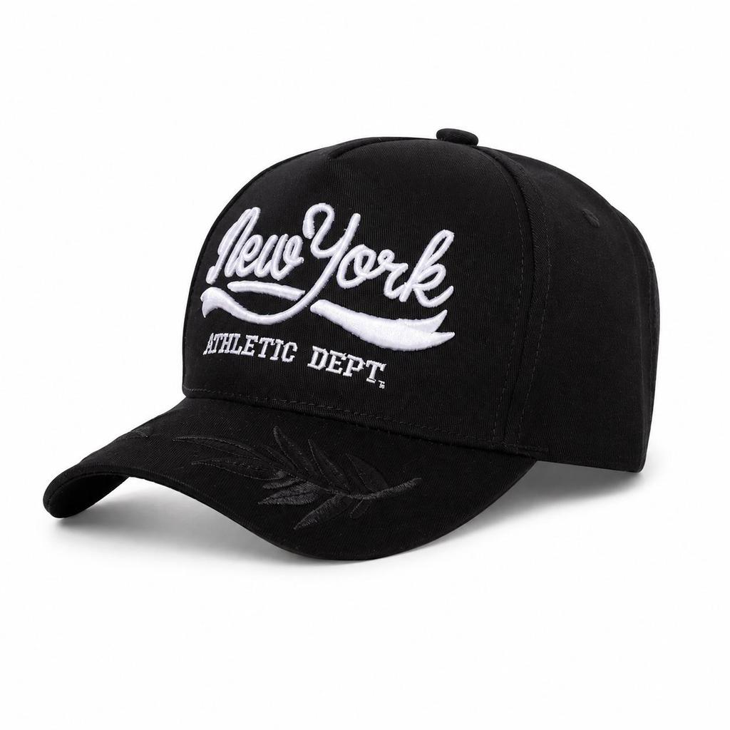 Men's and Women's Color Block Baseball Cap with Leather Brim and Embroidered Letters - Spring/Summer Sun Protection Duckbill Hat.