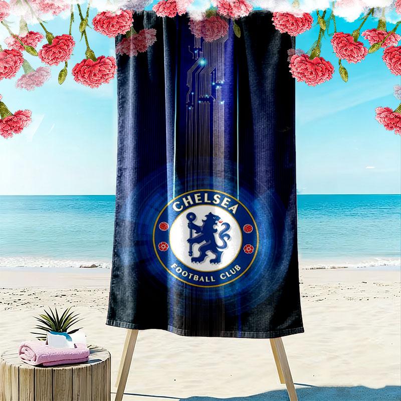 Chelsea F Print Strandtuch, Großes Weiches Schnelltrocknendes Handtuch für Strand Camping Schwimmen