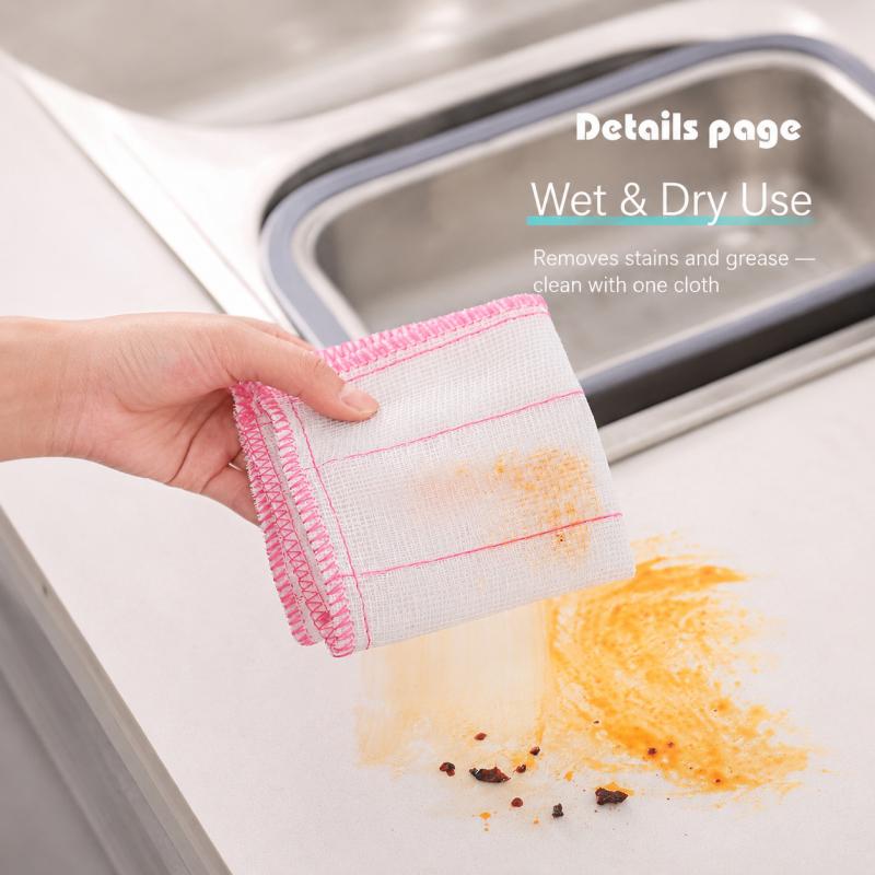 Kitchen Towels Cotton Dishcloth Super Absorbent Non-stick Oil Reusable Cleaning Cloth Daily Dish Towels Household Scouring Rags