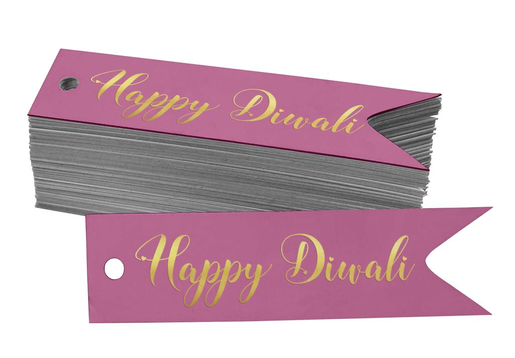 Inkdotpot Pack Of 100 Happy Diwali Favor Paper Tags Craft Real Gold Foil Hang