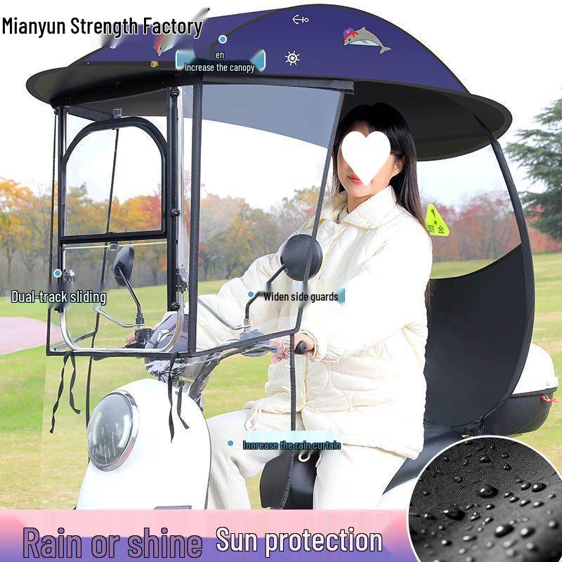 Electric Vehicle & Bicycle Canopy: Sunshade & Rain Protection for Motorcycles & Tricycles