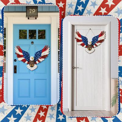 4. Juli Patriotischer Adlerkranz Holz-Amerikanischer Adler Türhänger Vintage Hängendes Willkommensschild für Unabhängigkeitstag Gedenktag