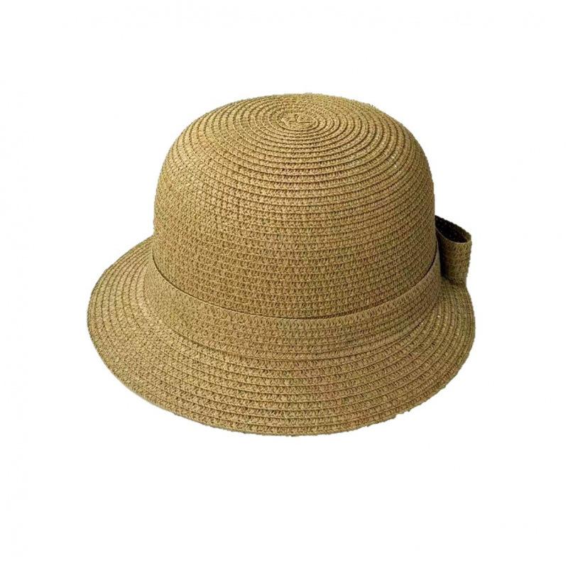 New Straw Hat French Elegant Small Brim Hat Children Summer Sunscreen Celebrity Big Edge Basin Hat Bow Sun Hat