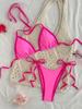 Bikini Sexy con Lacci Colore a Contrasto Set Costume da Bagno da Donna Diviso Bikini da Spiaggia 2026 Nuovo Bikini Senza Schiena per Tutte le Stagioni Set 2 Pezzi