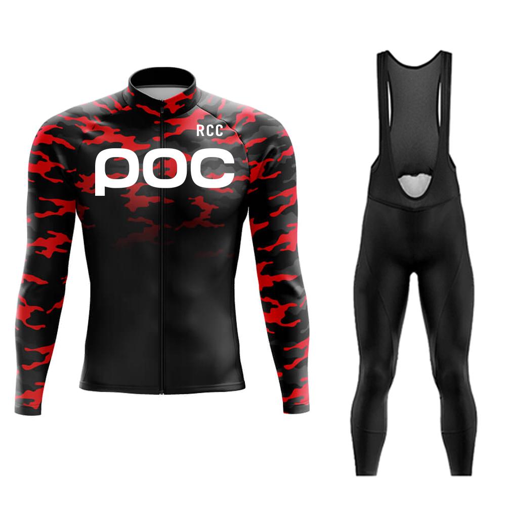RCC POC Cycling Team Men's Cycling Jersey Long Sleeve Set MTB Bike Clothing Tenue Velo Homme Bicycle Wear