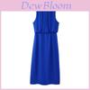 Polyester Pleated Dress With Sleeveless Round Neck For Elegant Women Spring